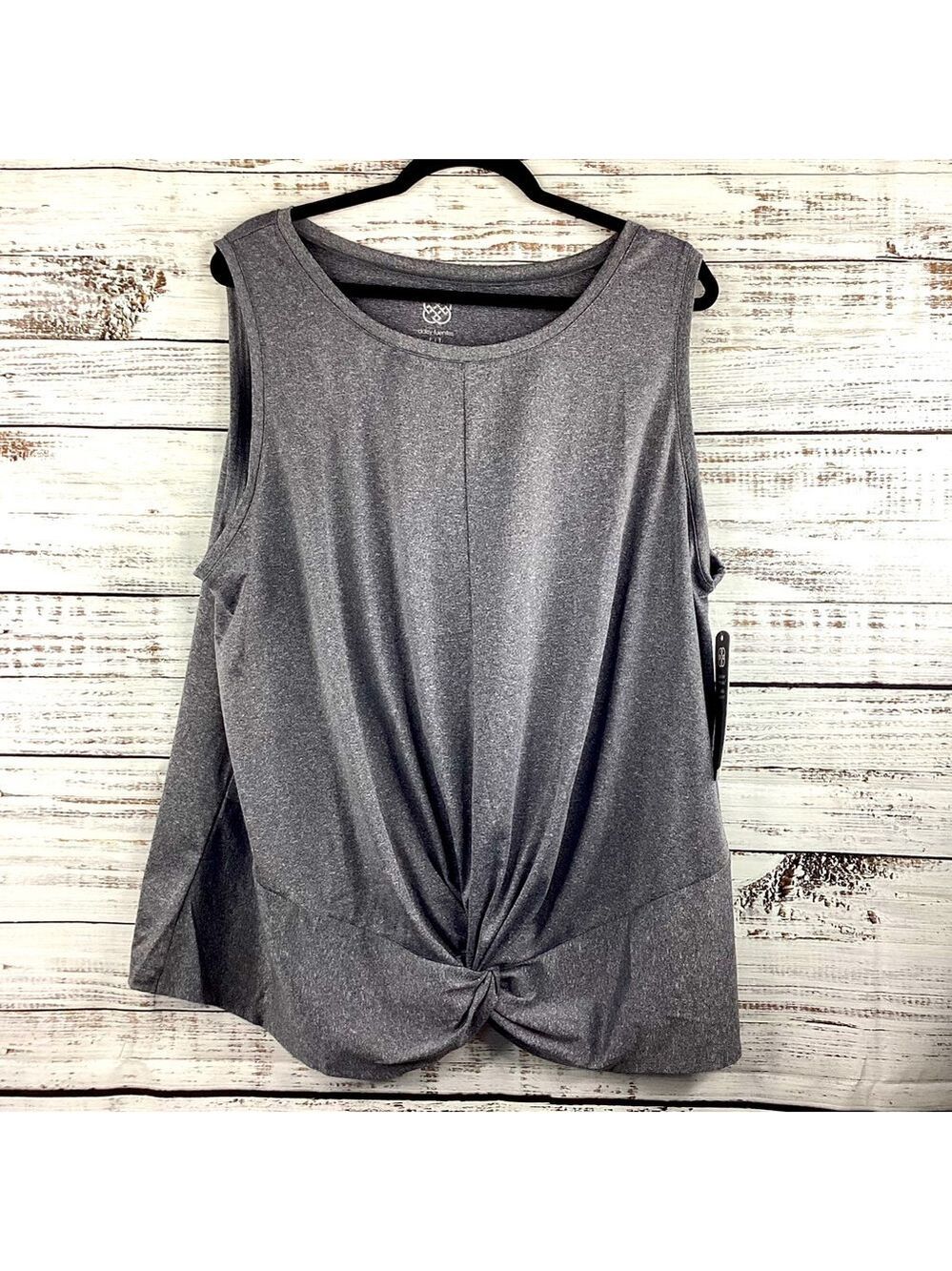 DAISY FUENTES PLUS SIZE 3X FIT TOP GRAY SLEEVELESS BLOUSE ATHLETIC EXERCISE